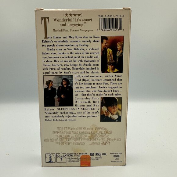 Sleepless In Seattle VHS 1993 Romantic Comedy Tom Hanks Meg Ryan - Picture 2 of 3
